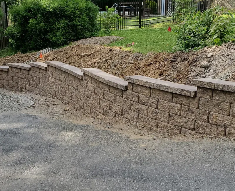 retaining wall install bottom unionville va